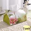 BeiYiPin Licht Luxe Retro Bloemen Tissuebox - Roze Lotus (2-pack)