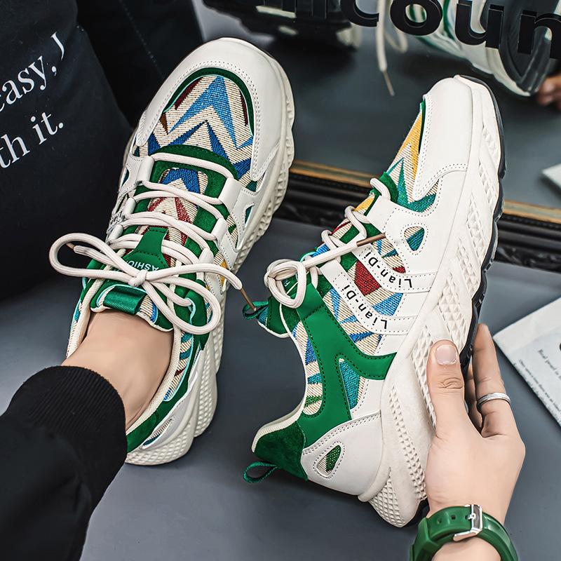 

Men s shoes 2025 summer new Korean version casual shoes youth platform heightening niche jogging sports dad trendy shoes 39