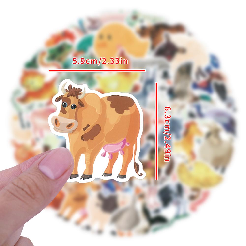 10 30 50Pcs Watercolor Farm Animals Stickers For Suitcase Skateboard Laptop Luggage Phone Car Styling Diy Decal Pegatinas