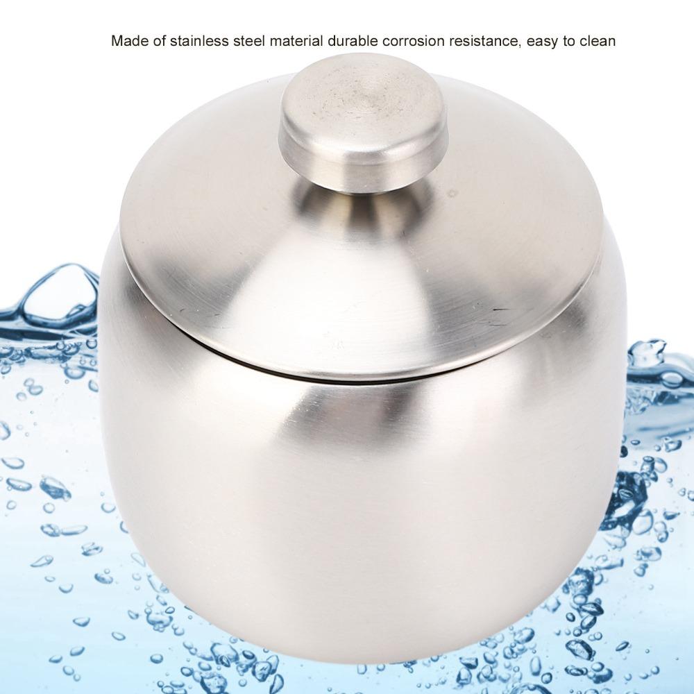 Condiment Organizer Stainless Steel Condiment Pot Airtight with Lid Seasoning Jar Easy To Clean Round Spice Container Restauran