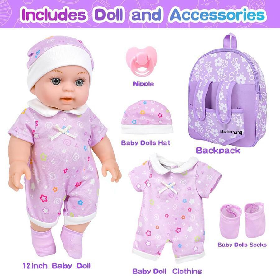 12" Reborn Rubber Baby Doll & Backpack Set - Soothing Toy for Children