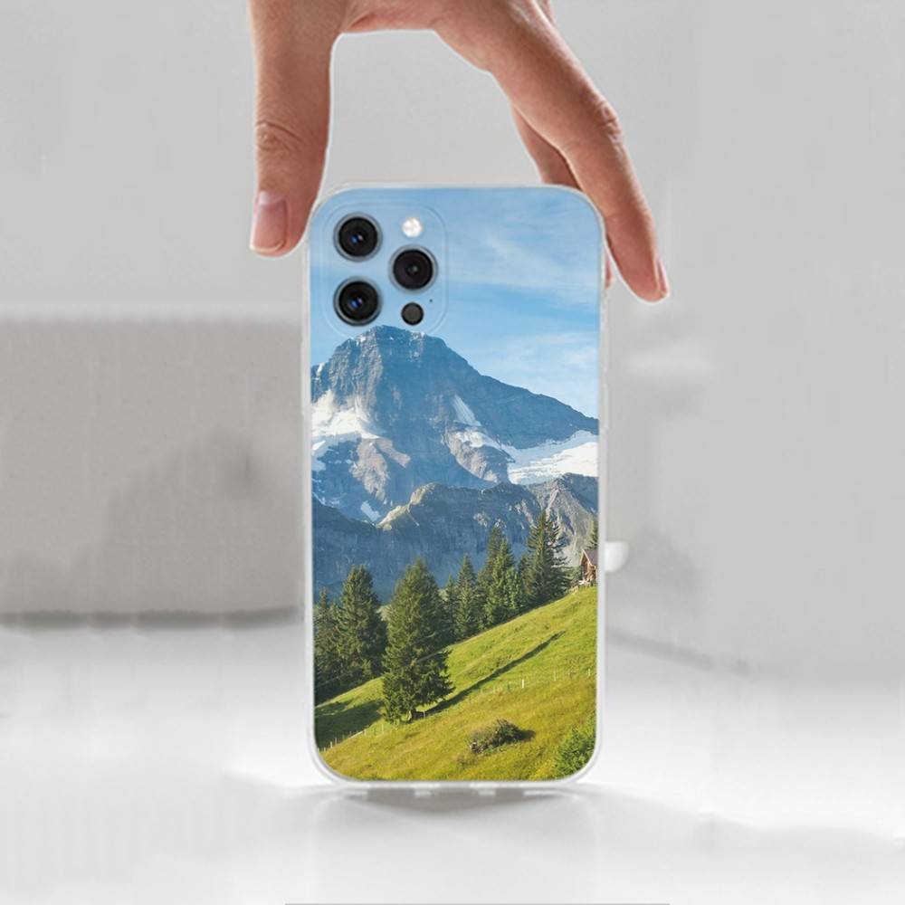 Travel Mountain  For iPhone 12,Mini,16,X,17,Plus,11,Max,13,XR,15,Pro,14,SE,XS,Transparent Soft Cover Case