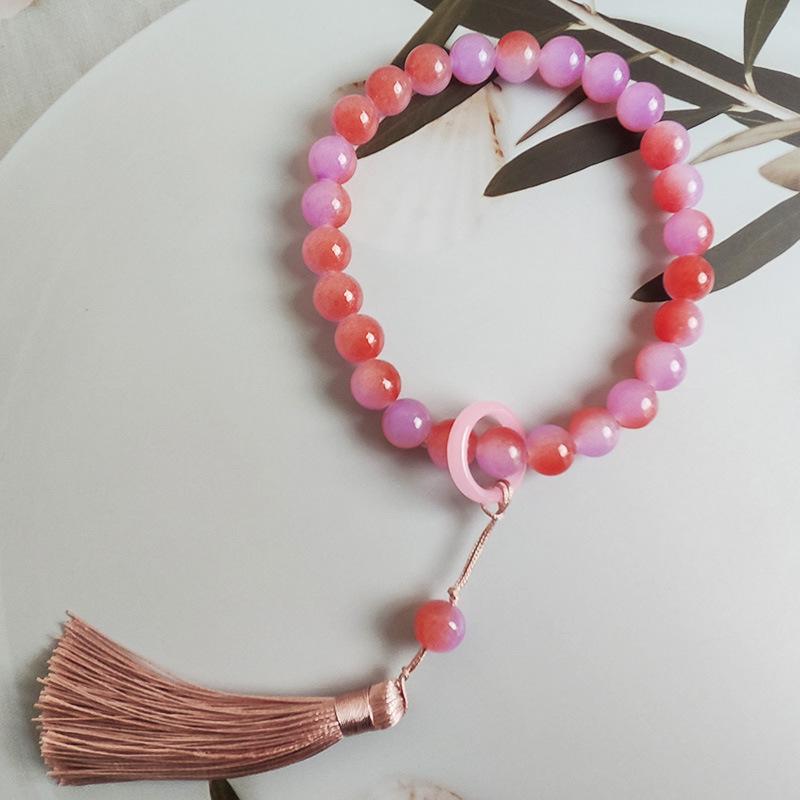 Handheld Jade Wenwan Bracelet with Tassel - Retro Mindful Style