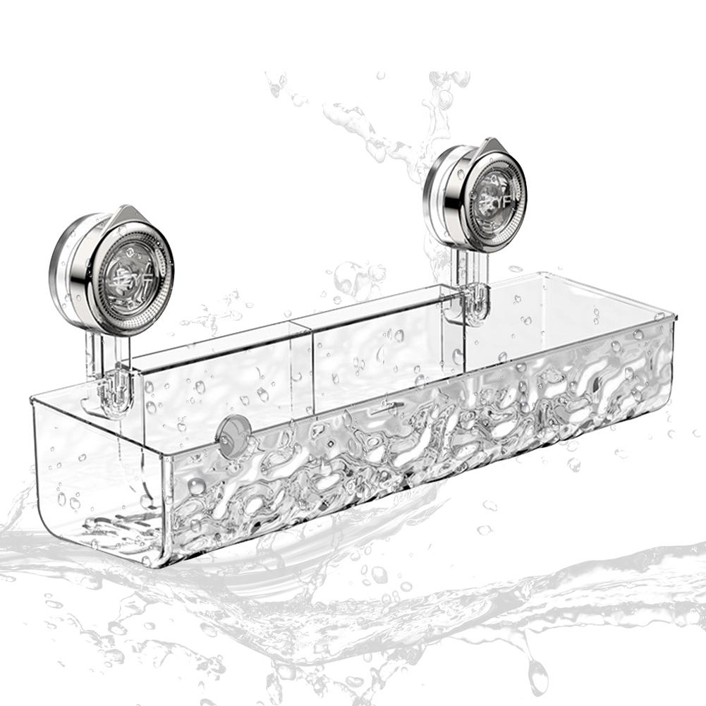 

Wall Mounted Organizer Shelf Glacier Pattern Bathroom Shower Basket Multifunctional Suction Shower Caddy for Bathroom Kitchen