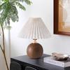 Nordic Ceramic Bedside Lamp: Warm, Romantic Pleated Design In Retro Minimalist Style