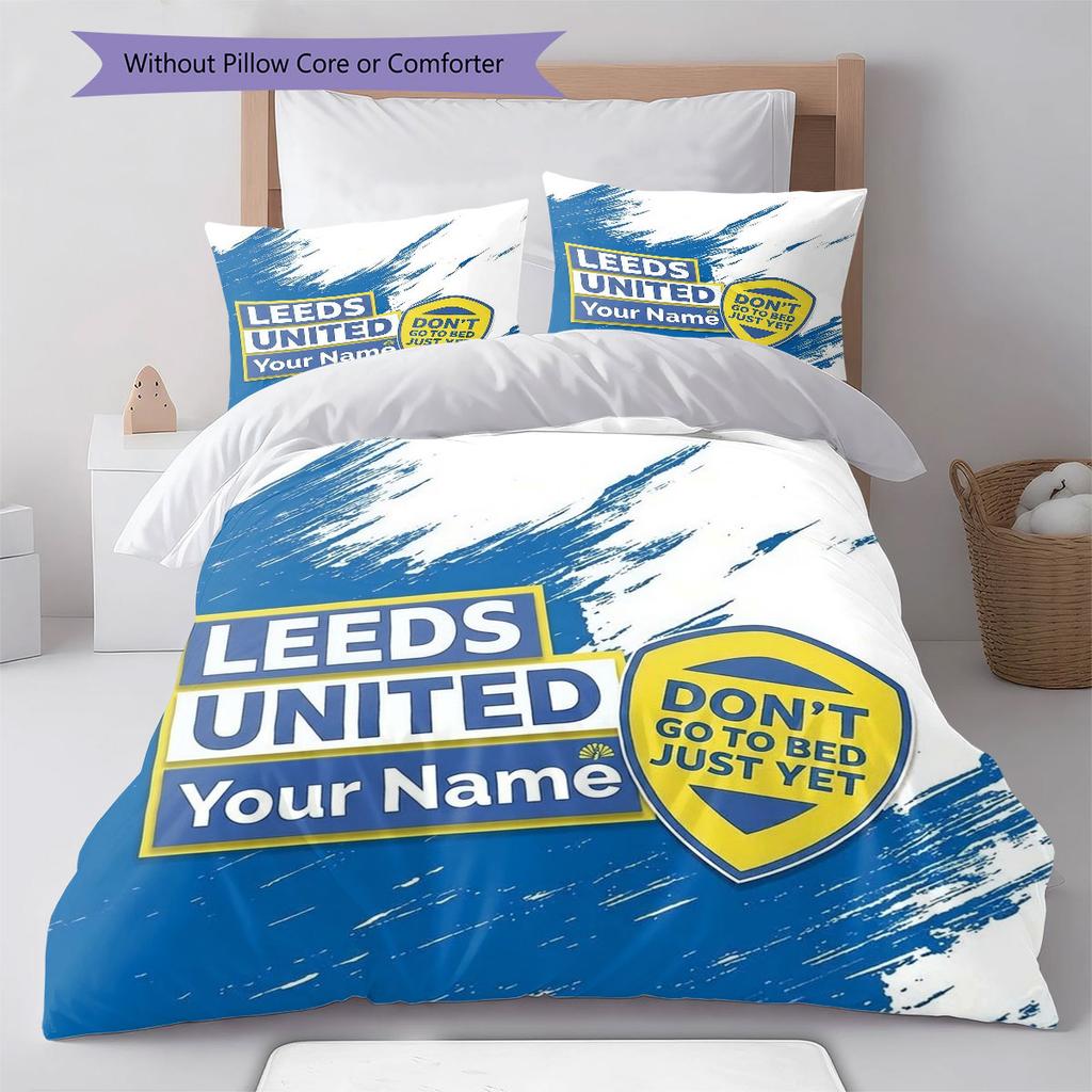 Leeds United Custom Name Pattern Bedding,Quilt Set Quilt Cover Pillowcase Home Birthday Gift(1 * duvet cover + 2 * pillowcase, without core)