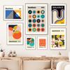 Výstava Bauhaus Geometric Retro Nástěnná umělecká reprodukce Malba na plátně Severské plakátové nástěnné obrazy poloviny století pro výzdobu obývacího pokoje