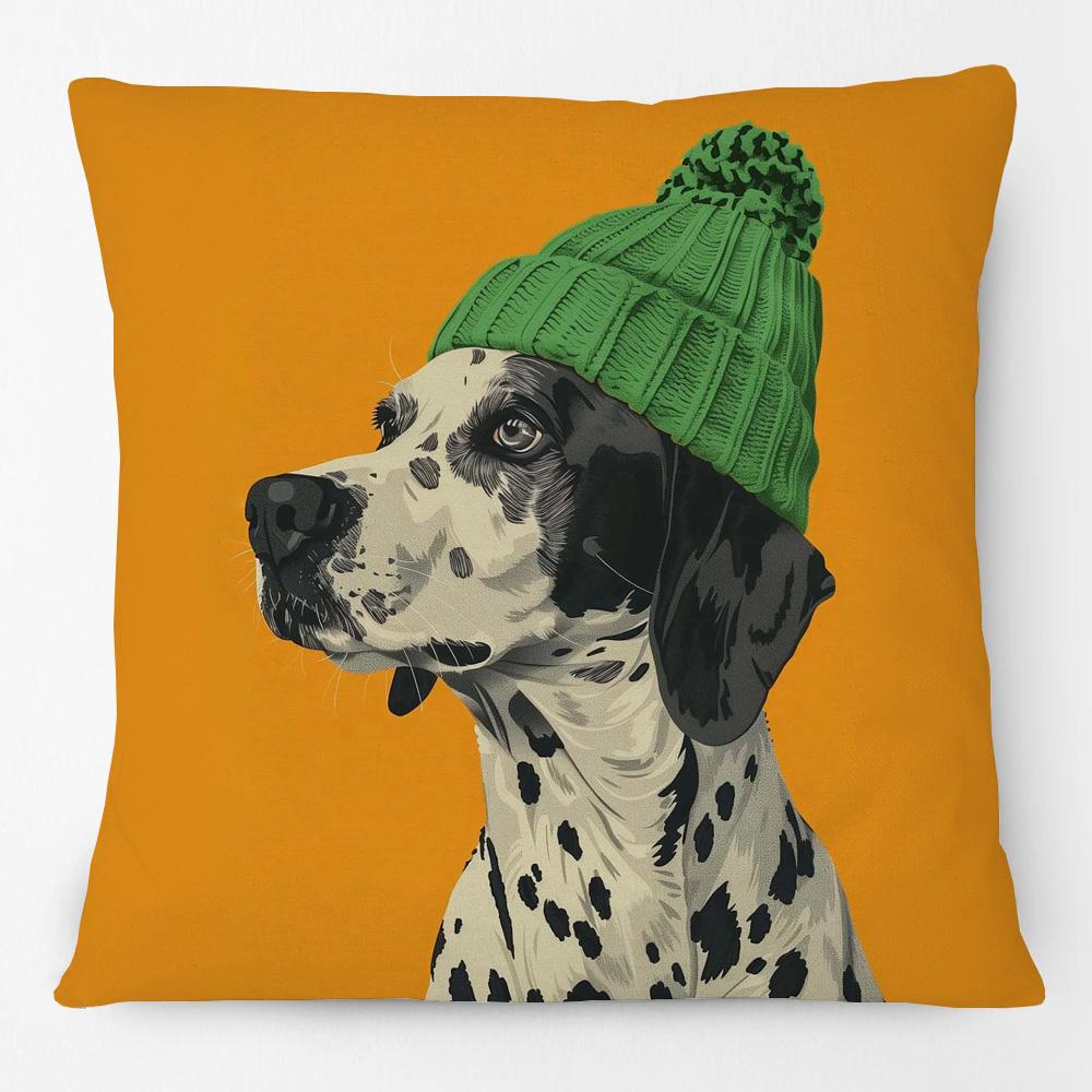 Dalmatian Labrador Retriever Dachshunds Sausage Dog Print Decor Sofa Cushion Cover Pillowcase Peach skin 18*18(CM)-1Pcs