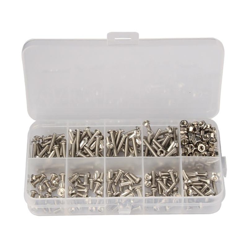 340PCS/SET M3 Stainless Steel Hex Socket Screws Nut Set With Box nut sock  metic nut and bolt assortment  thumb screw m3 color