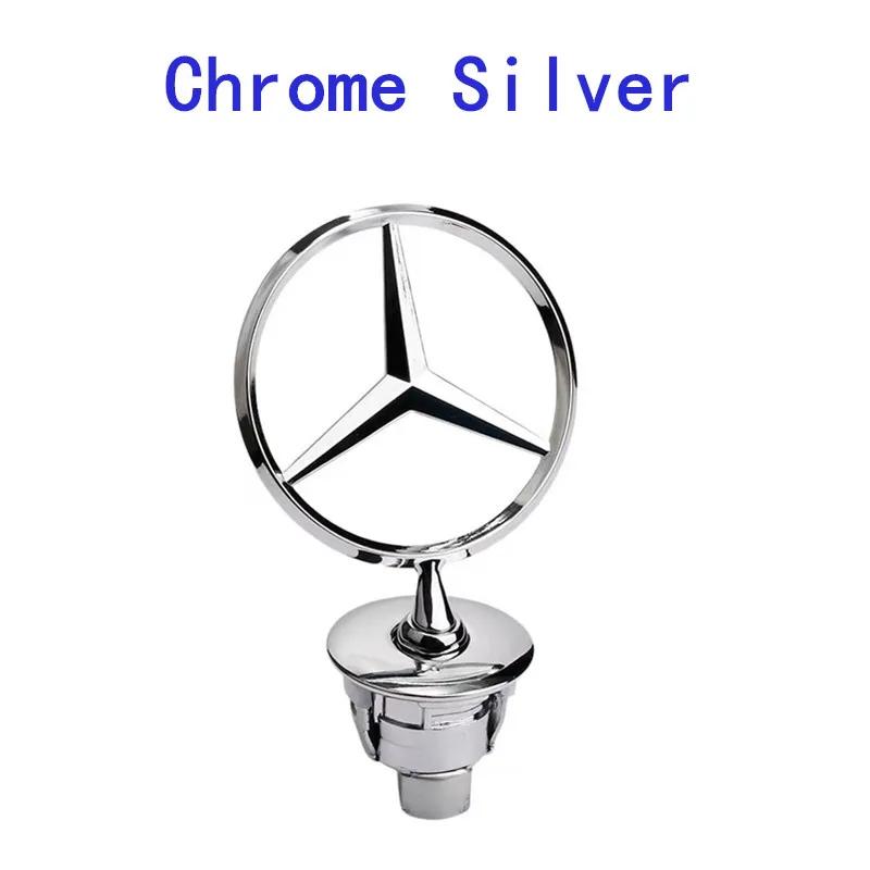 BWD1 Hot 2026 New For Benz 44mm 3D Metal Blue Chrome Star Bonnet Hood Emblem For Mercedes Benz W124 W212 W204 W205 W210 W220 W221 A18