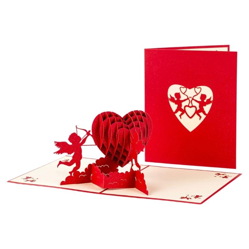 Sustainable Recycled Paper 3D Popup Greeting Card for Valentines Day DIY Personalization Romance Surprise Gift