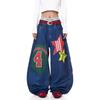 Jeans Larghi Unisex a Vita Media Deostrutturati Vestibilità Larga Vintage Americano Lavato Baggy in Denim Pantaloni Rilassati Lunghi Fino a Terra