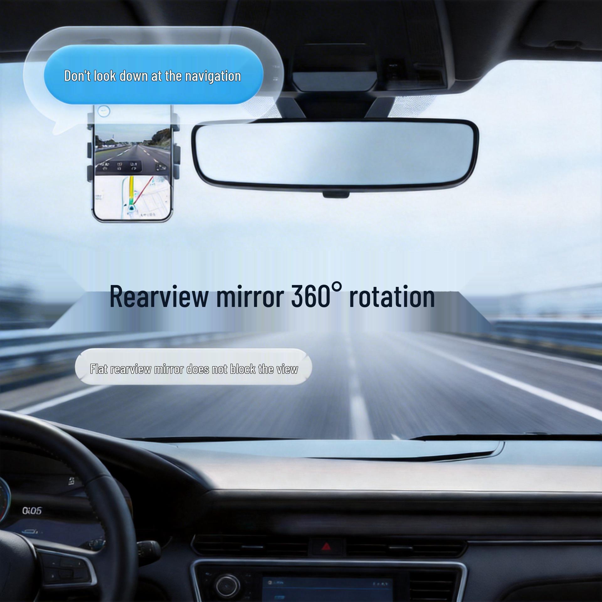 Universal Car Rearview Mirror Phone Holder - Anti-Shake, Anti-Vibration, Stable & Portable for Navigation YBJ01