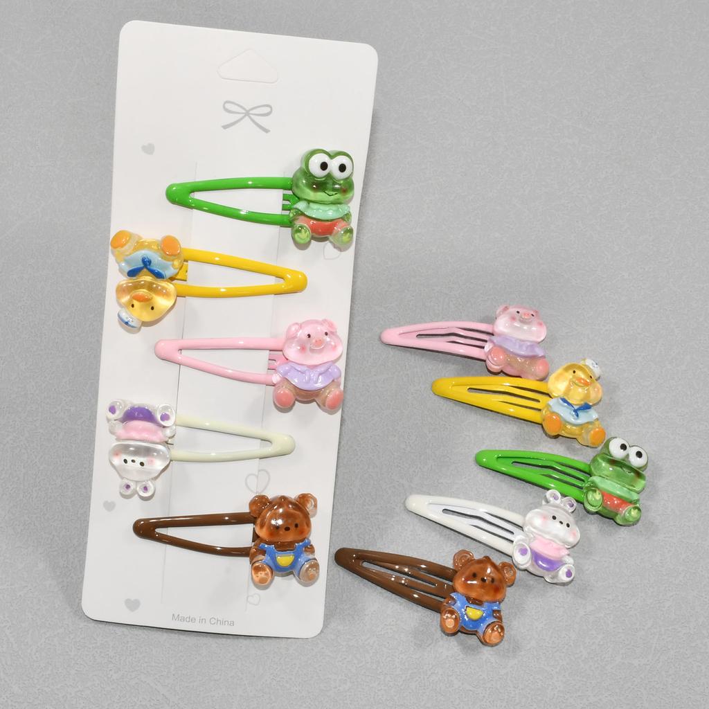 5Pcs/Set Candy Colors BB Brand Side Clips For Children Cute Cartoon Animal Shape Girls Hair Clip Water Drop Hair Accessories