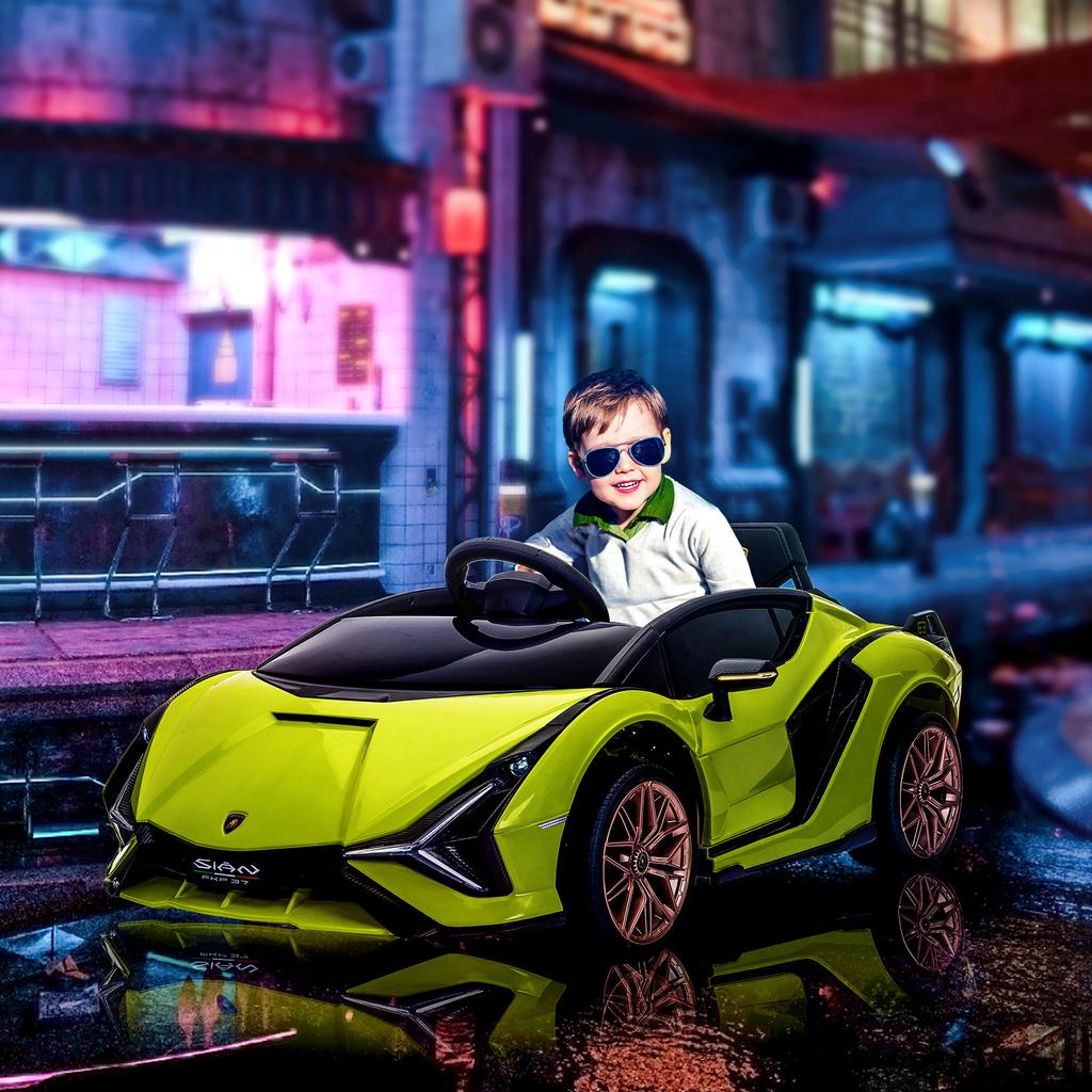 Auto Elettrica per Bambini, Lamborghini, 3-5 km/h, Telecomando, per 3-5 Anni, Verde
