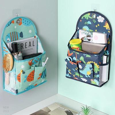 Wall Mounted Hanging Storage Bag Book Magaziner Storage Pockets Cotton Linen Moistureproof Sundries Hanging Pocket Behind Door