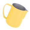 Coffee Latte Art Pitchers Bevel Design 450ml Stainless Steel Milk Frothing Pitcher for Coffee Milk Pale Yellow