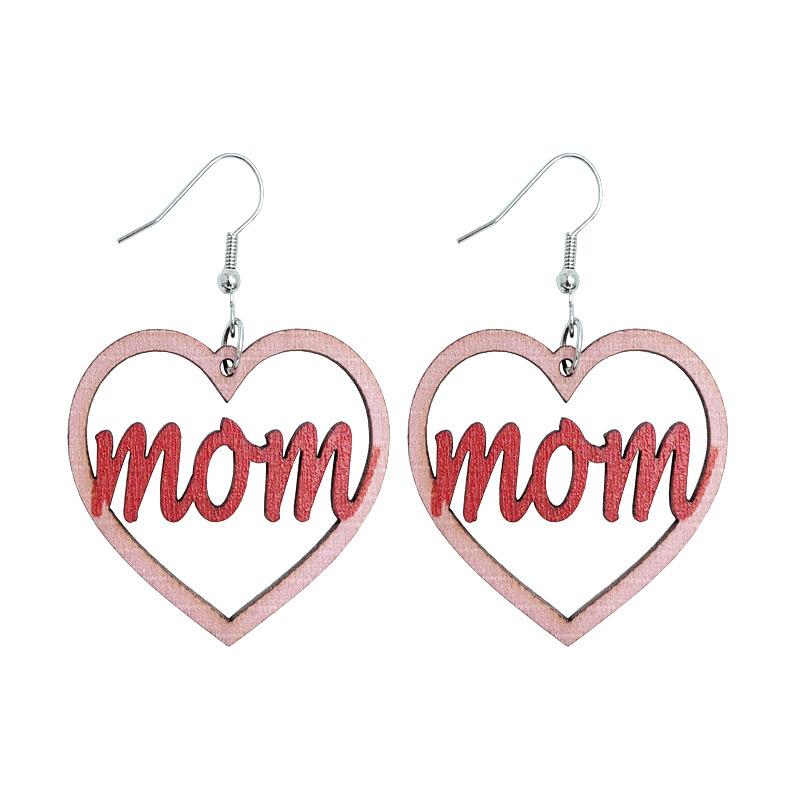 Mother'S Day Wooden Earrings Mother'S Day Word Earrings