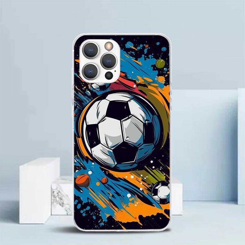 

Football Soccer Ball Design Phone Case For IPhone 16 17 Air 16E 15 14 Plus 13 Mini 12 11 Pro Max 7 8 + SE 2020 Soft TPU Back Cov iPhone 16