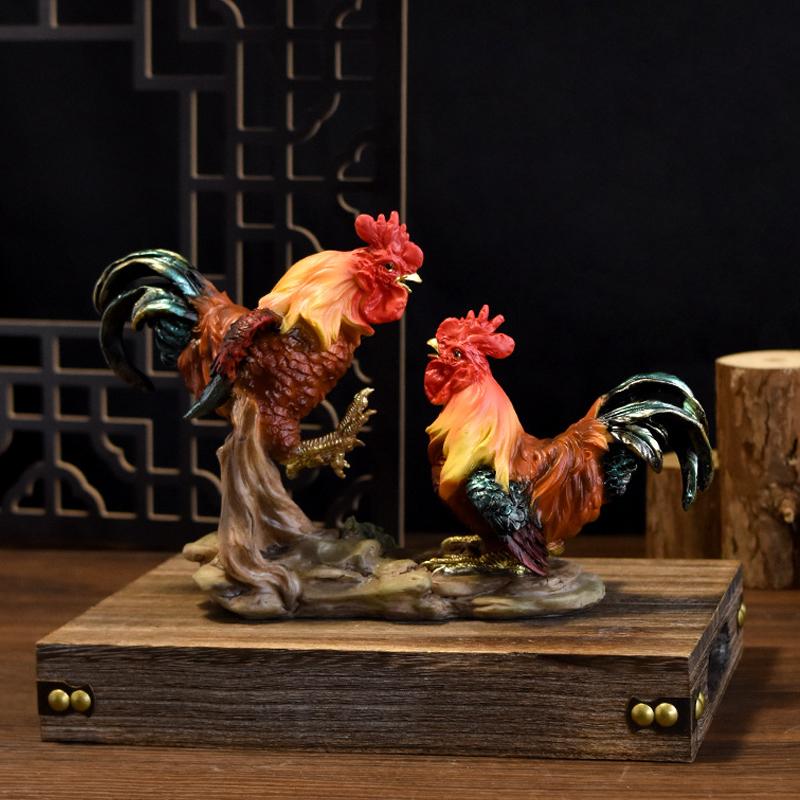 NORTHEUINS Realistic Rooster Resin Handicraft Ornaments Outdoor Garden Courtyard Decoration Ranch Home Micro Landscape Objects