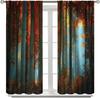 Red Blue Forest Curtains Burgundy Tree Mystic Foggy Woodland Scene Gothic Jungle Leaf Botanical Nature Art Printed Living Room B