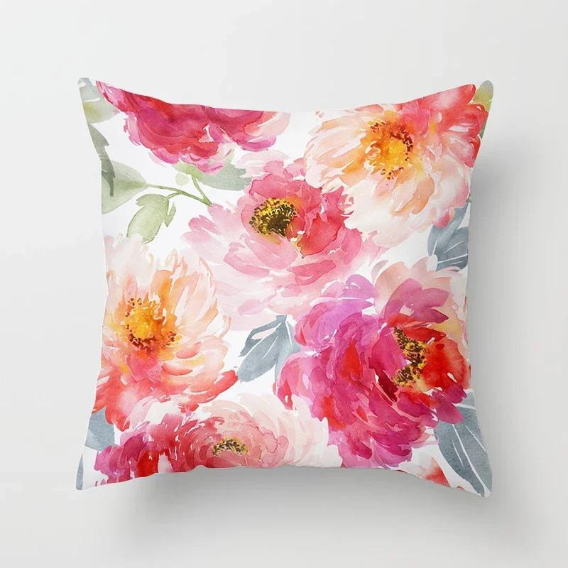 Model de flori Artă decorativă Husă de pernă Față de pernă Poliester 45*45 Perne Decorat Home Decor Față de pernă
