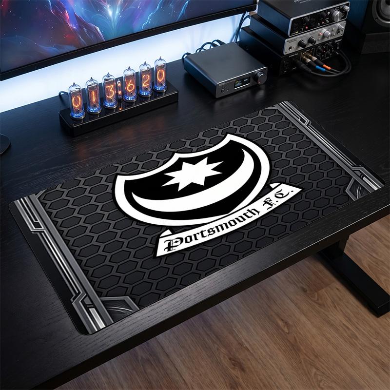 Portsmouth FC Theme Pattern Mouse Pad, Soccer Logo Design XXL Gaming Desk Mat Non-Slip Computer Mouse Pad
