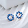 Blue Natural Zircon English Earrings For Women Trendy  Rose Gold Color Simple Round Shape Romantic Daily Jewelry