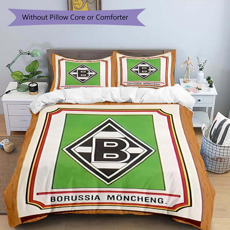 3pcs Duvet Cover Set (1*Duvet Cover + 2*Pillowcase, Without Core), Borussia Monchengladbach Print Bedding Set, Bedroom Decor, All‑Season, Birthday Gif