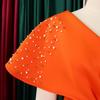 Elegant V Neck Dresses Women Summer Short Sleeve Ruffles Split Ankle Length Beaded Luxury Female Party Dress