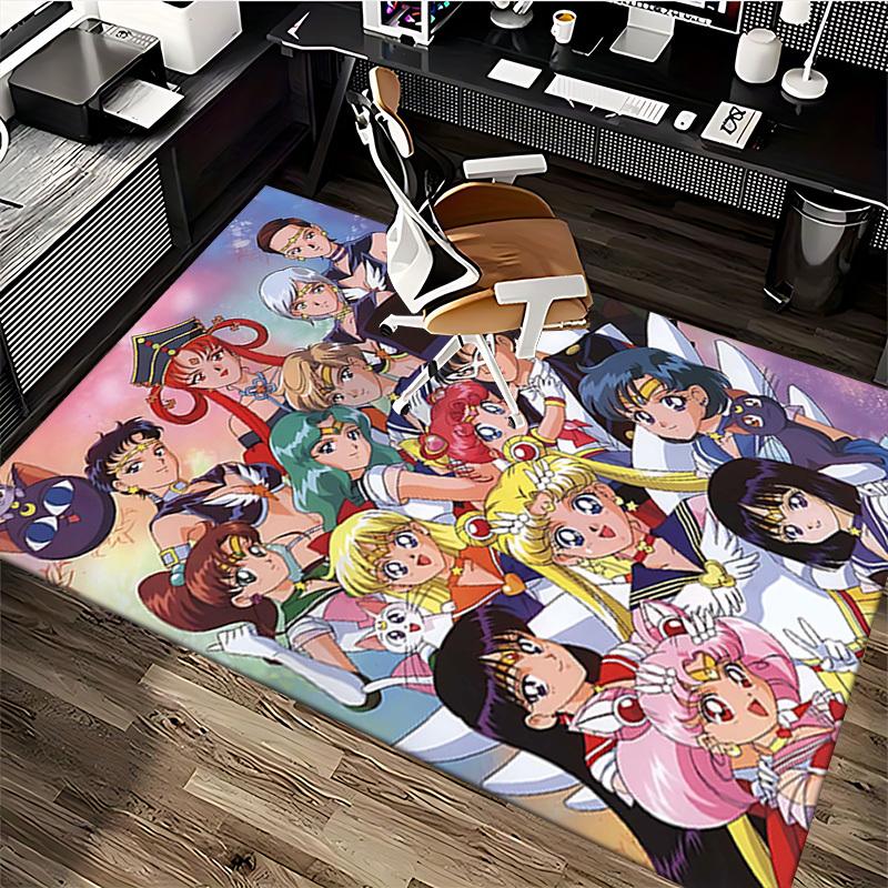 1pc Sailor Moon Anime Chair Mat - Office Desk Pad with Sailor Scout Characters, Non-Slip Carpet for Home Decor, Suitable for All Seasons, Perfect Gift