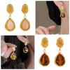 Stainless Steel Resin Amber Earrings Translucent Hypoallergenic Acrylic Teardrop Earrings Lightweight Drop Hoops Translucent