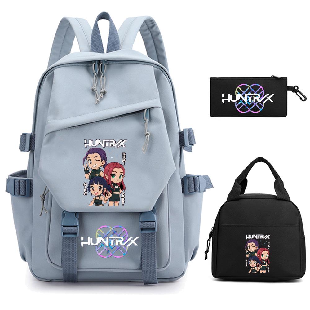 3 Stück/Set Anime Cartoon Kpop Dämonenjäger Bedruckter Rucksack für Teenager Kinder Schüler Große Kapazität Schultasche Mädchen Geschenk Damen Reisetasche Mochila