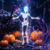 Decor Horror Subacvatic Schelet Dansator Aerator Acvariu, Ornament Dinamic Rezervor Pești Halloween, Cadou Infiorator de Sărbători Craniu Mobil Alimentat cu Aer