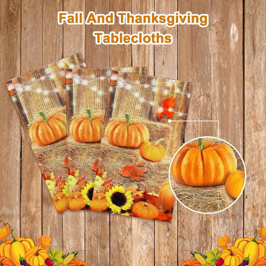 Fall Table Decoration Thanksgiving Fall Tablecloth Wood Grain Maple Party Table Cover Autumn Pumpkin Harvest Tablecovers Decor for Thanksgiving