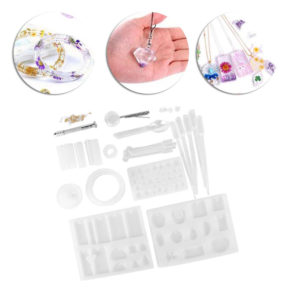 Silicone Casting Molds DIY Crystal Epoxy Mold Kit Crafts Necklace Pendant Making Tools