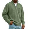 Men's Corduroy Long Sleeve Mock Neck Pullover with Front Pocket Casual Retro