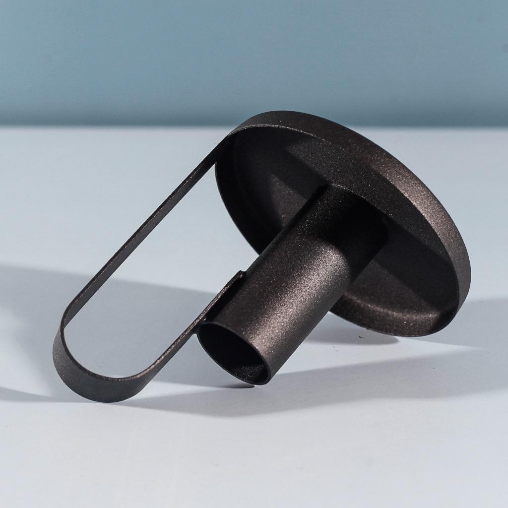 Simple and Small Black Wrought Iron Metal Candle Holder Decoration Candle Base