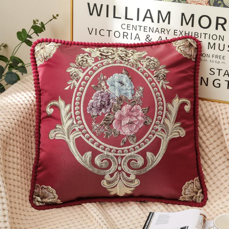 Floral Decorative Pillow Cases Embroidered Jacquard Throw Pillow Cushion Cover For Living Room Decor
