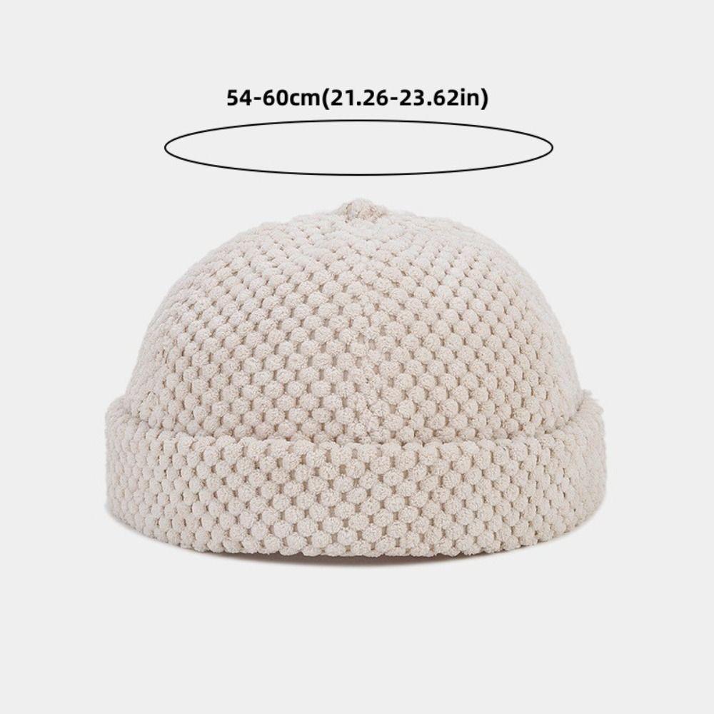 Fashion Hip Hop Skull Beanie Cap Solid Color Thick Brimless Hats Adjustable Autumn Winter Pumpkin Hat Men