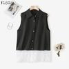 ZANZEA Women Summer Casual Lace Splice Loose Sleeveless Vest Tops
