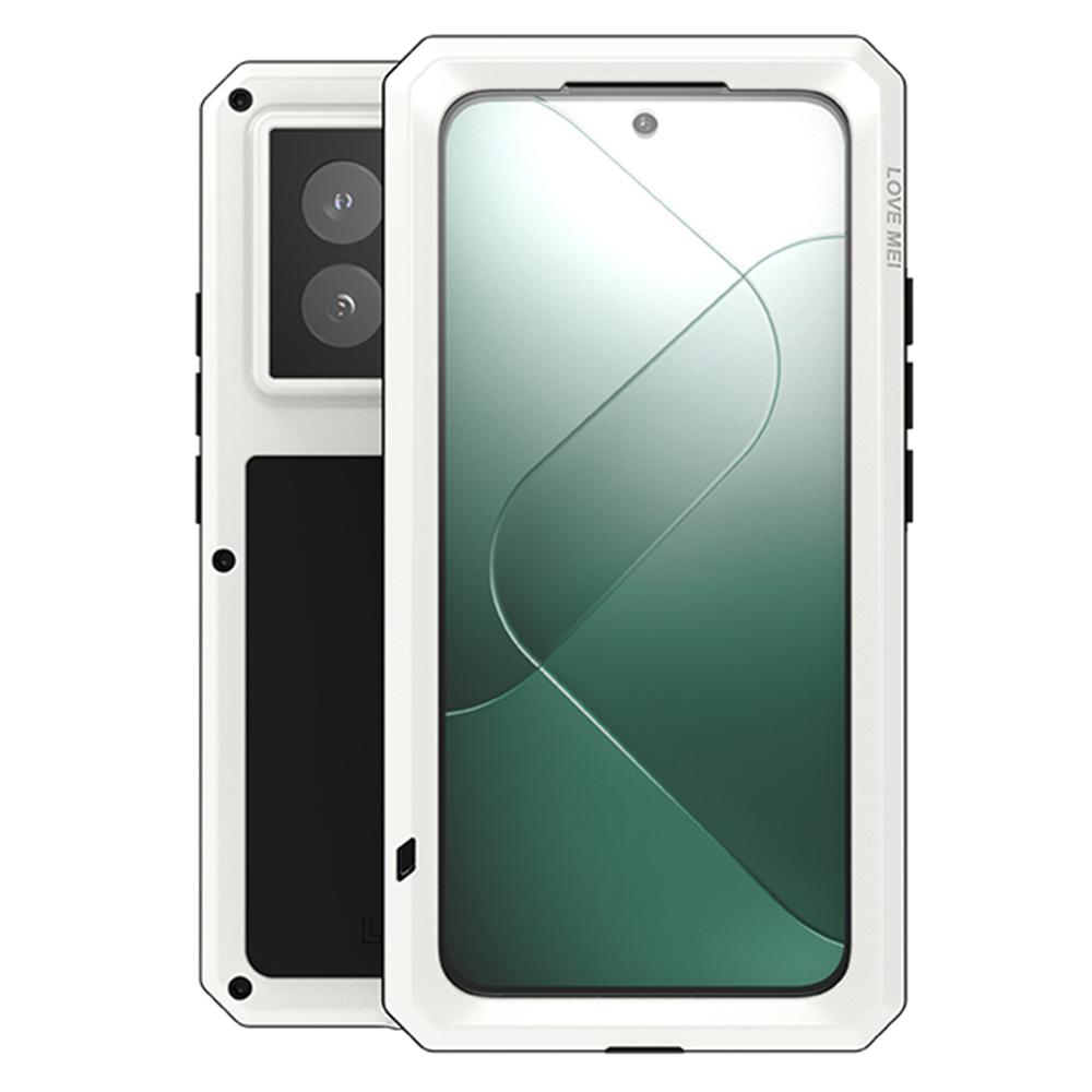 LOVE MEI For Xiaomi 14 Pro Case with Tempered Glass Film Metal+Silicone Rugged Phone Cover