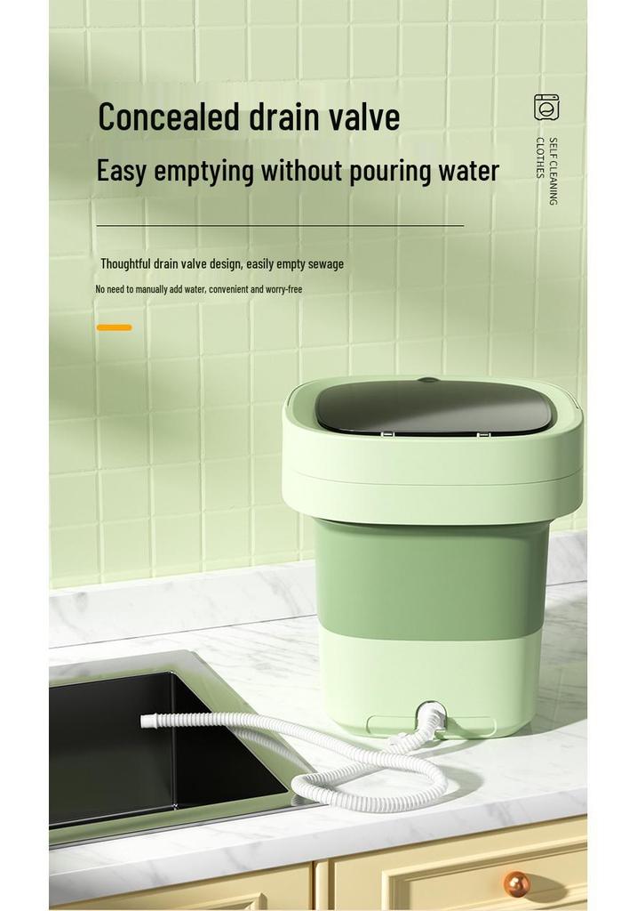 Compact Folding Washing Machine with Automatic Spin and Dehydration for Dormitory or Home Use