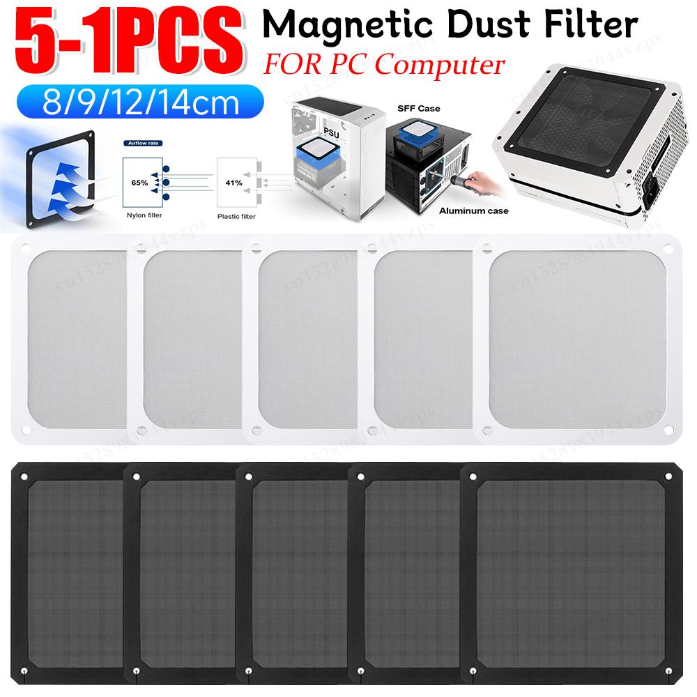 80mm 90mm 120mm 140mm PC Chassis Cooling Fan Dust Filter 1-5PCS Magnet Dustproof Mesh Cover Computer Chassis Net Guard with Hole