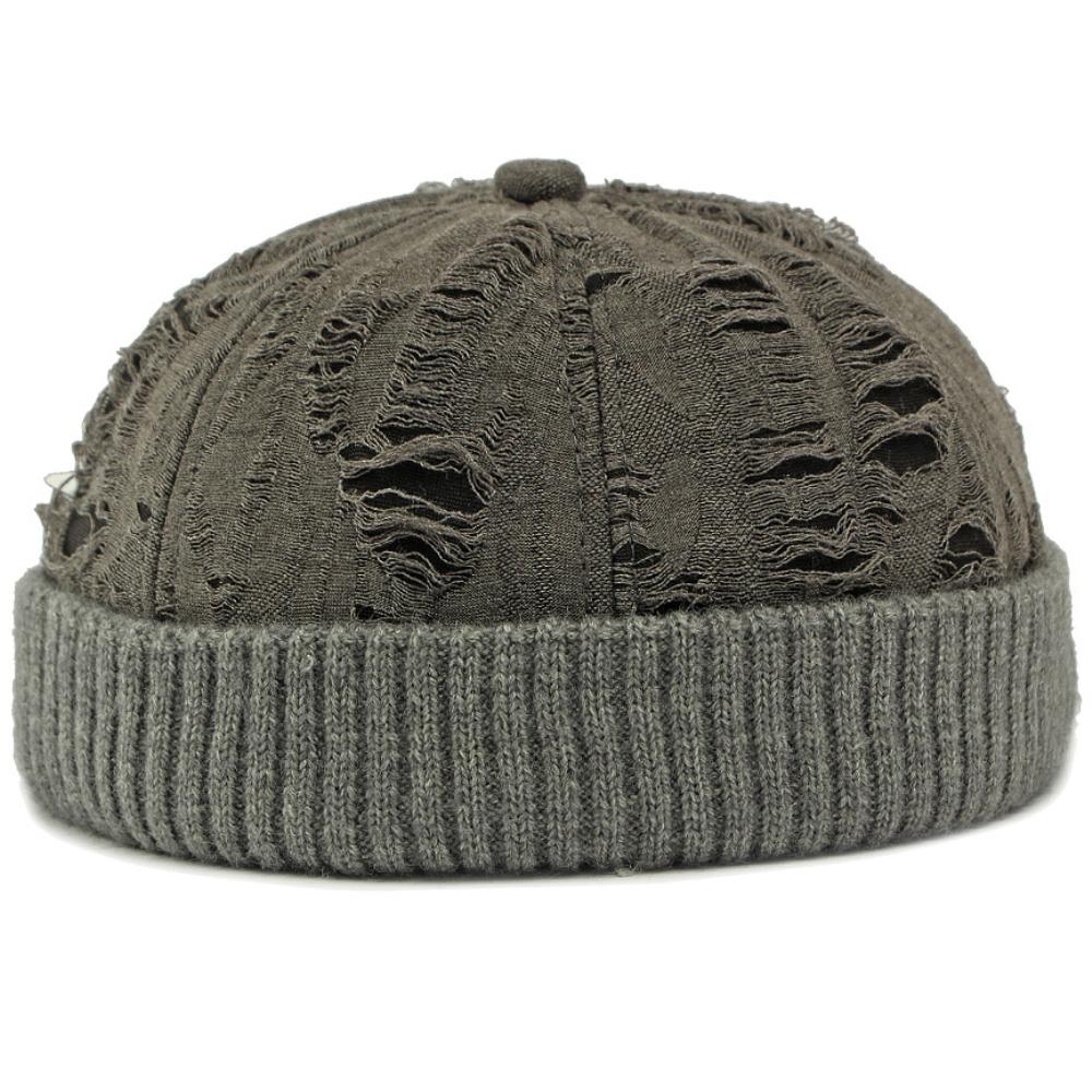 

HT4857 Autumn Winter Cap for Men Women Stylish Shabby Skull Cap Male Female Beanie Hat Knitted Earflap Cap Adjustable Bomber Hat 55-60cm Adjustable серый