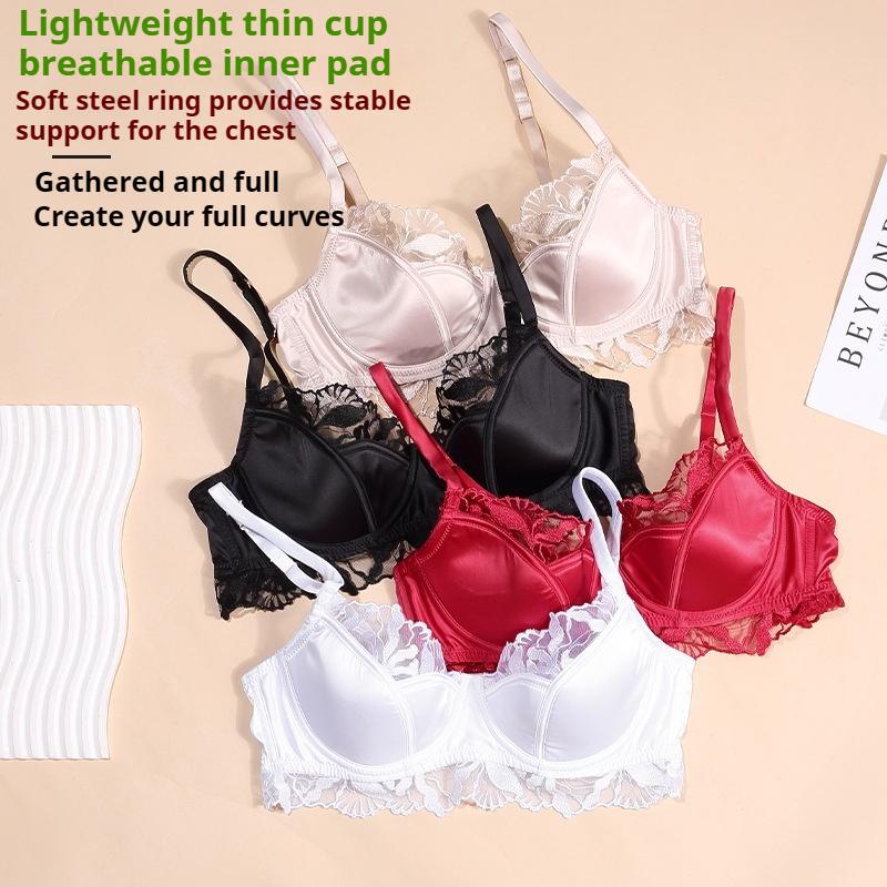 Französisches Sexy Dessous-Set für Damen Sexy Push-up-BH Reine Spitze Anti-Hänge-BH Atmungsaktive Slips