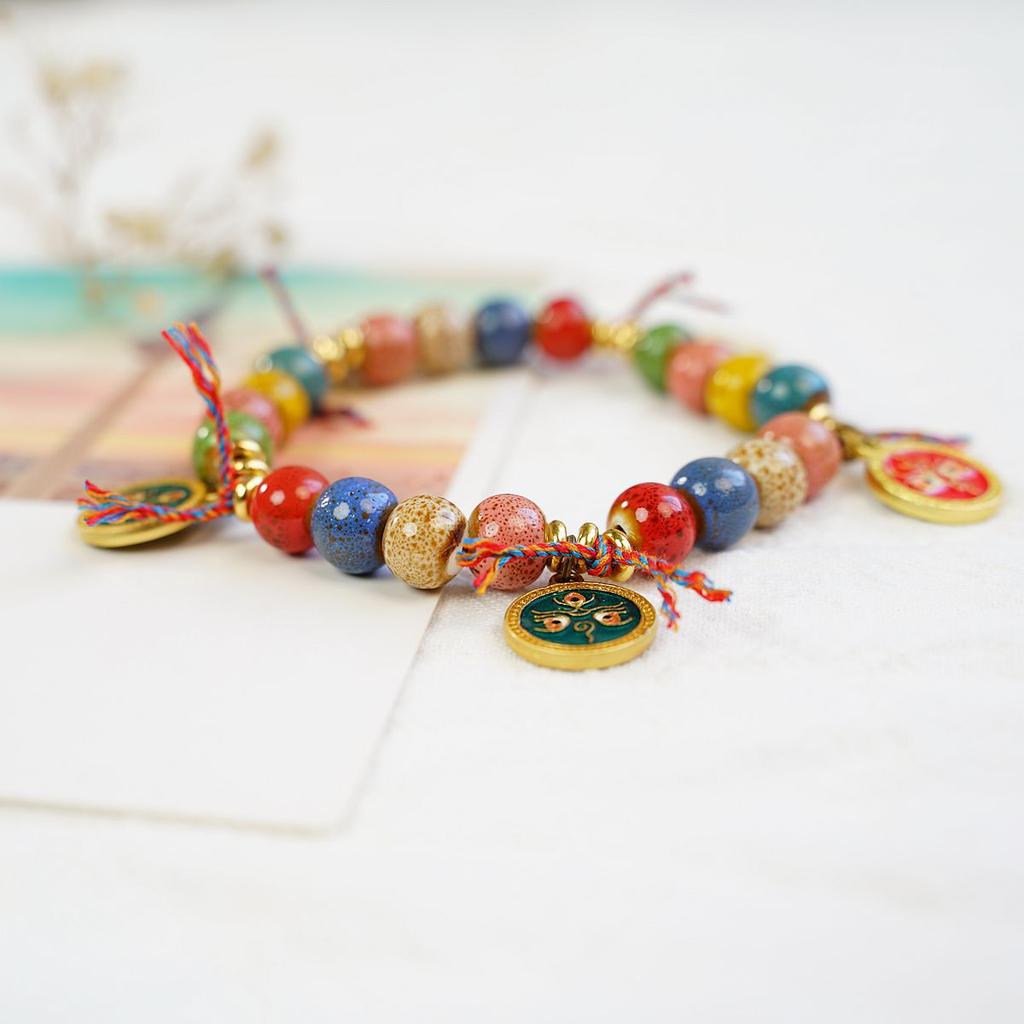 Wulu God of Wealth woven red rope ceramic bracelet Shi Hand rope jewelry Spring Festival merchandise