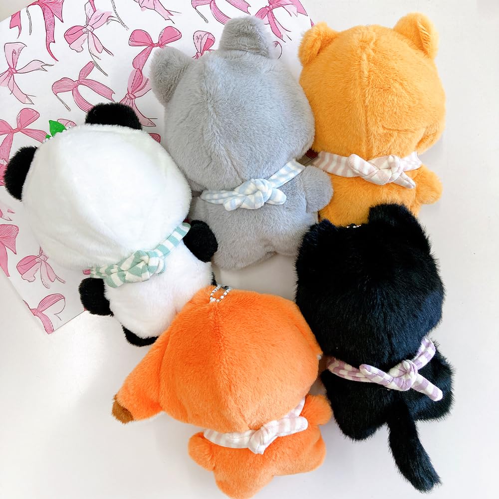 Black Cat Plush Animal Kigurumi with Bib for 10cm Plush Toys, Plush Clothes, Kigurumi Accessories, Otaku Activities, Doll Mascot, Kpopdoll Costume