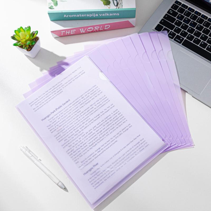 24Pcs L Type Folders A4 Plastic File Project Pockets File Folder Clear Paper Document Jacket Sleeve School Office Supplies 3150₽