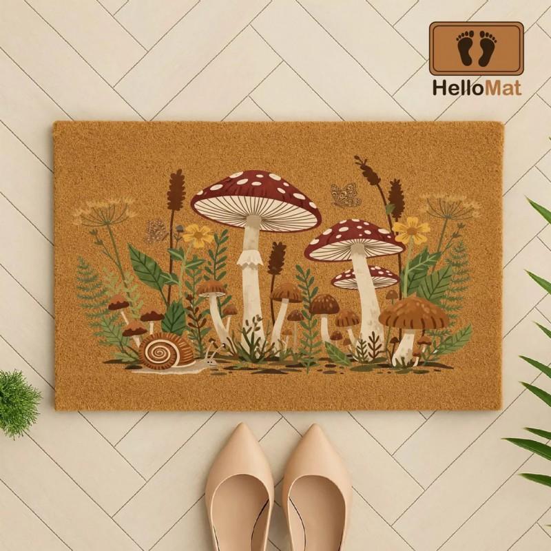 American Minimalist Letter Print Coir-Like Doormat Entryway Outdoor Non-Slip Dirt Trapper Mat